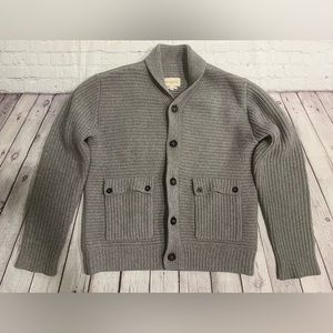Levi’s Made and Crafted Grey Wool and Cashmere Cardigan with elbow patches sz 4